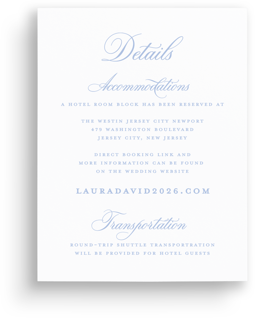 Wedding details card